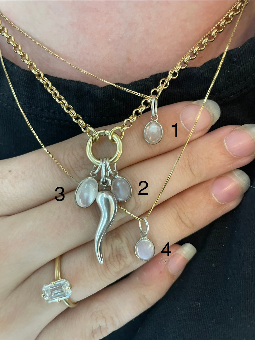 Mid-Century Moonstone & Sterling Silver Charm
