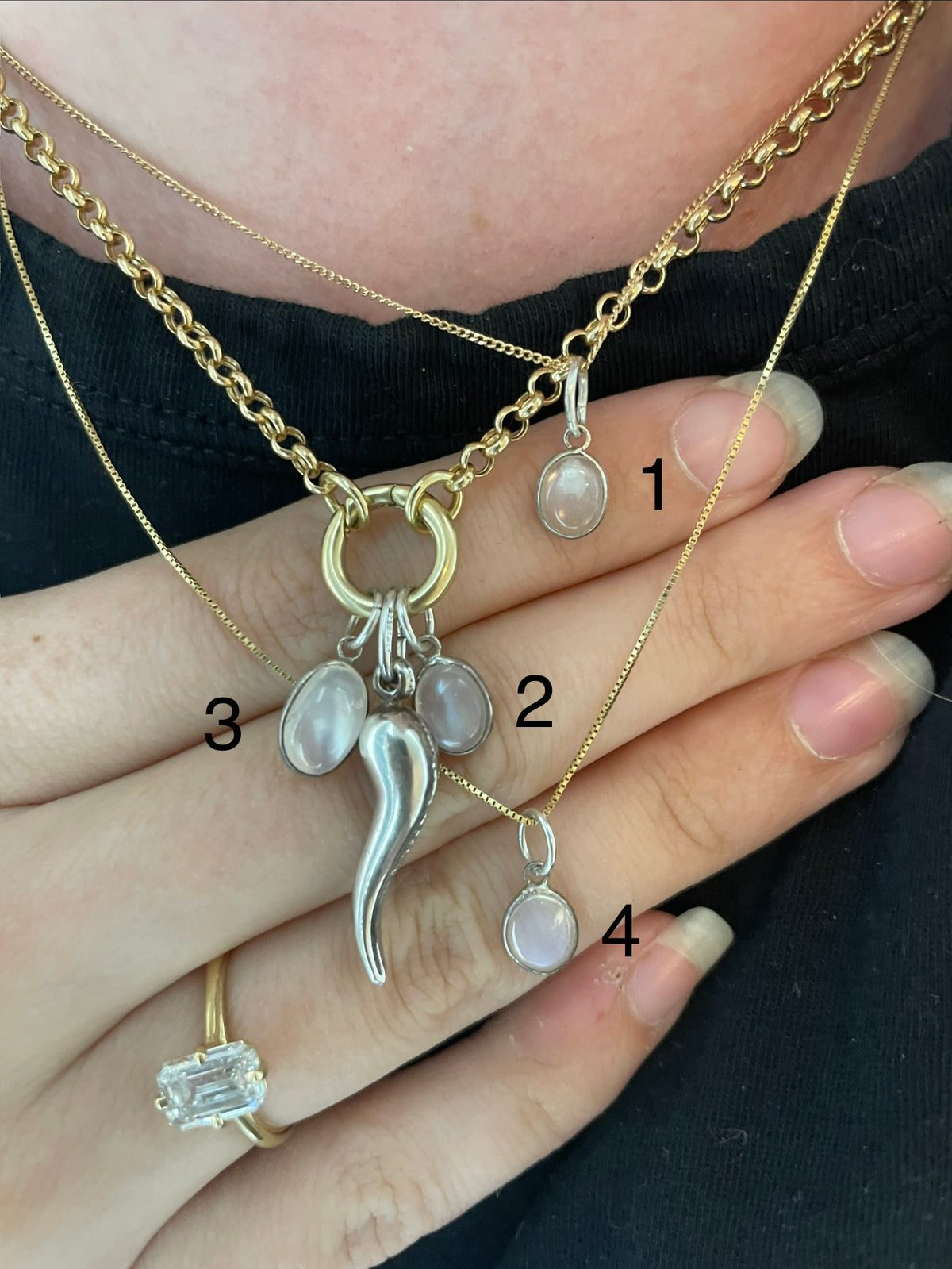 Mid-Century Moonstone & Sterling Silver Charm | Waning Crescent