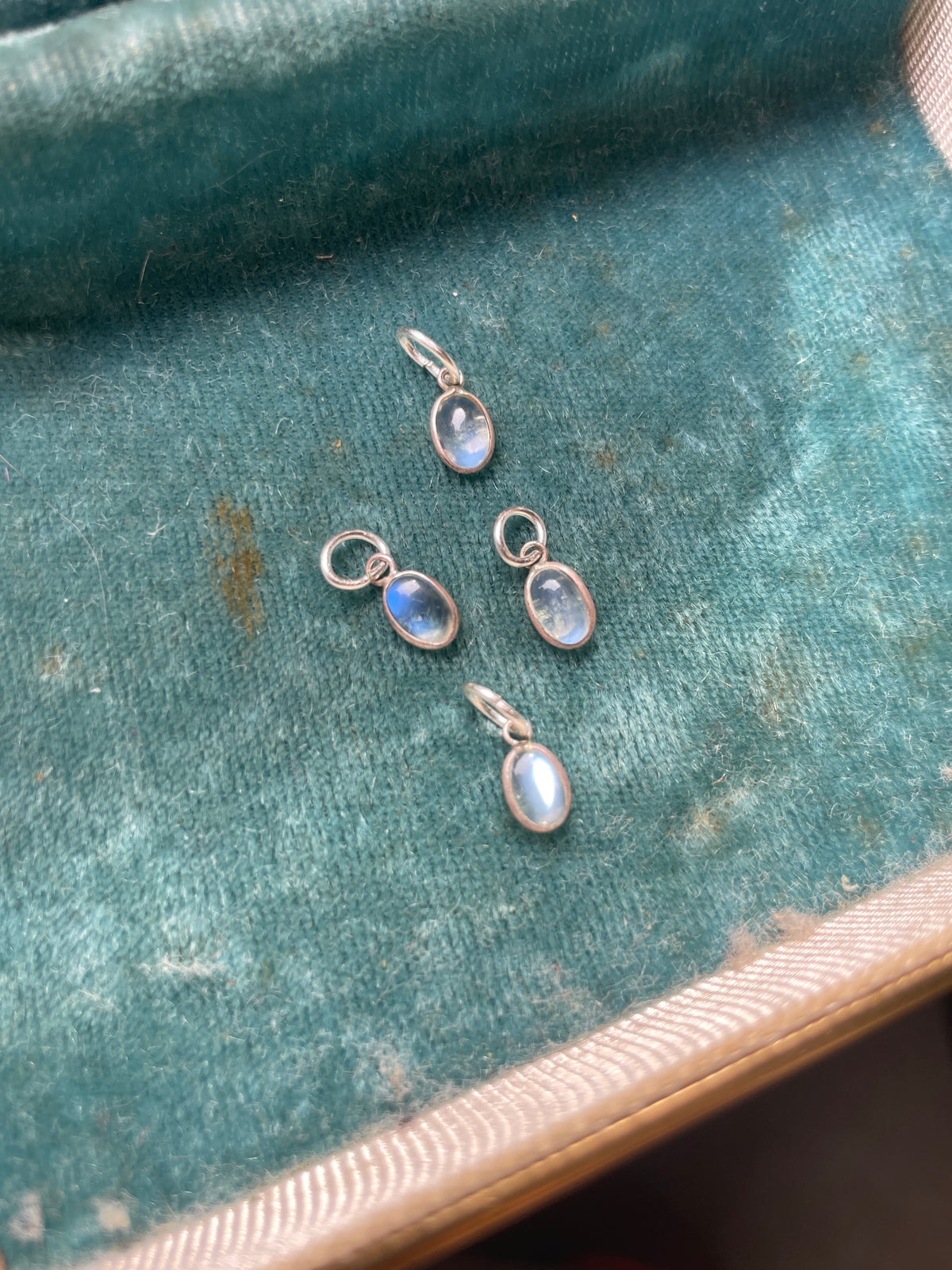 Mid-Century Moonstone & Sterling Silver Charm | Waning Gibbous