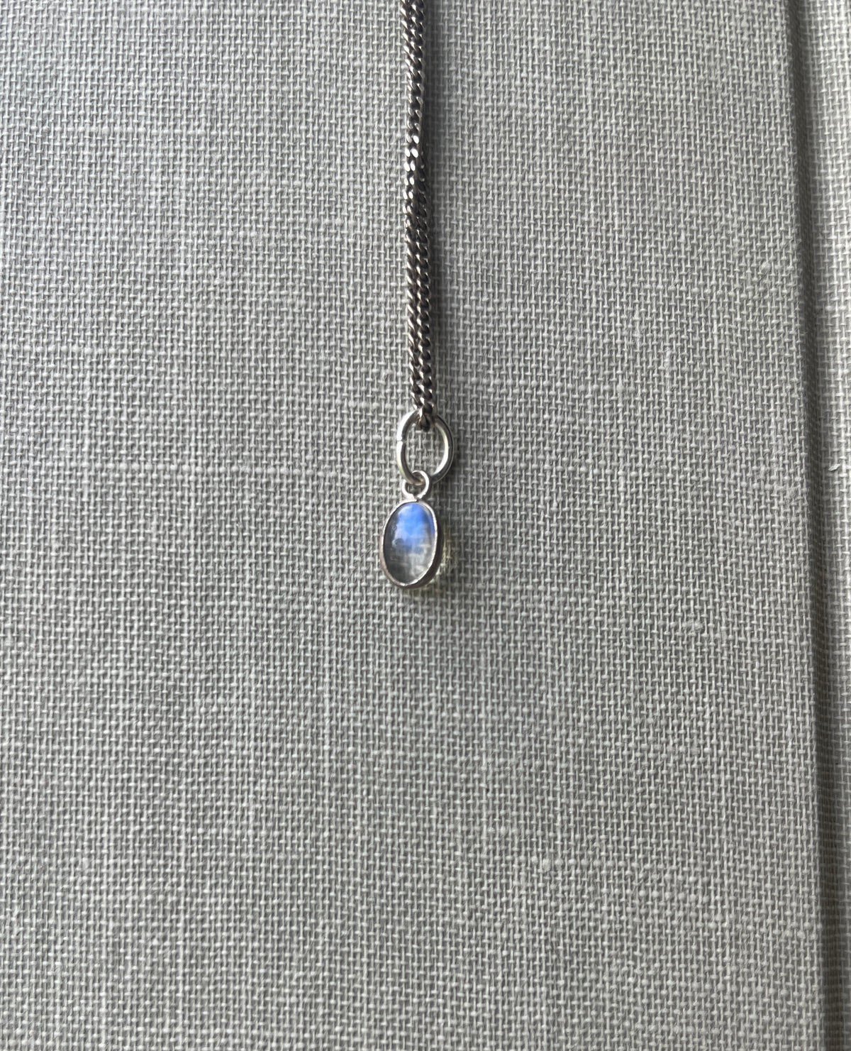 Mid-Century Moonstone & Sterling Silver Charm | Waning Gibbous