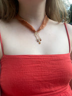 Signed Art Nouveau Citrine & Seed Pearl Lavalier Pendant