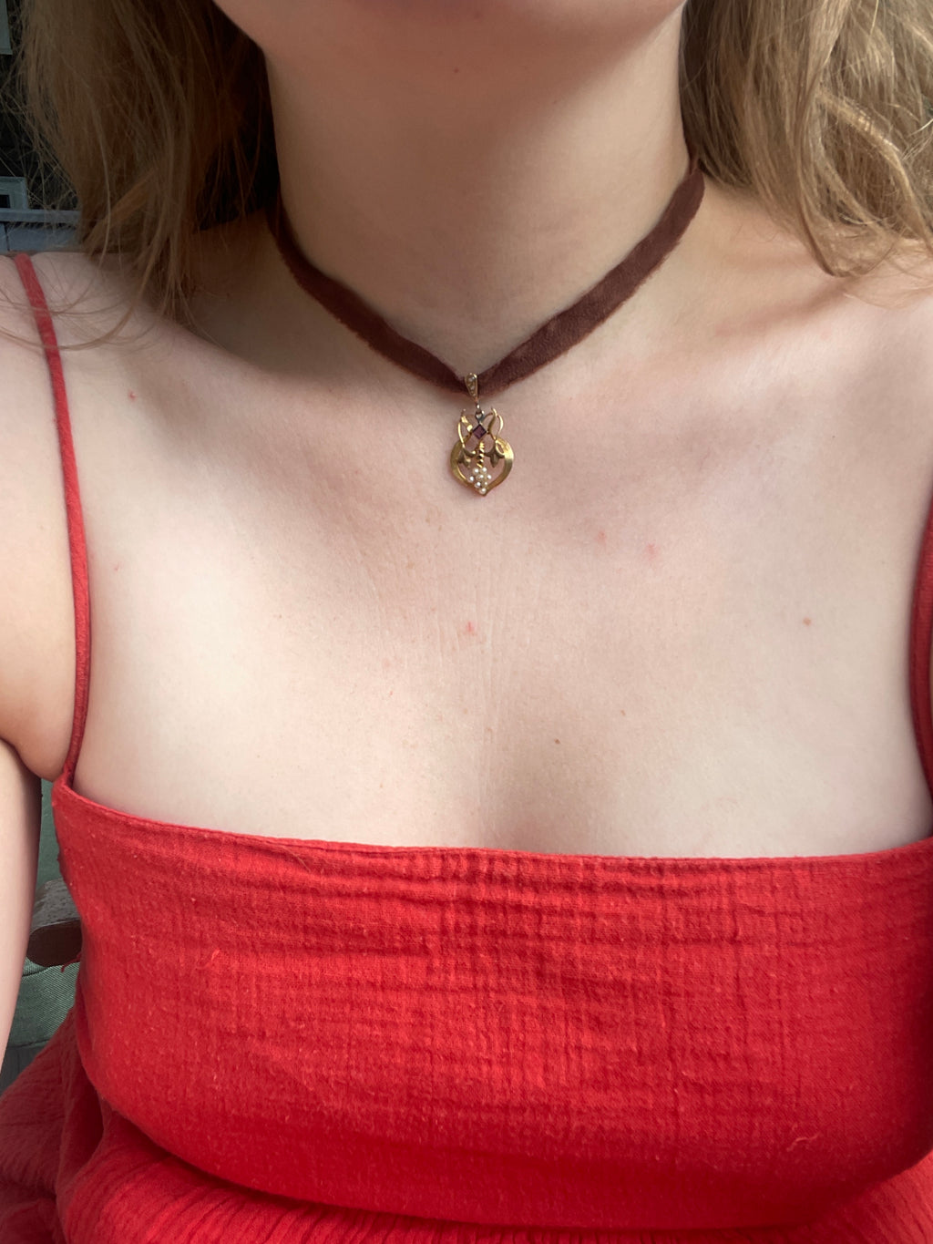 Art Nouveau Amethyst & Seed Pearl Lavalier Pendant