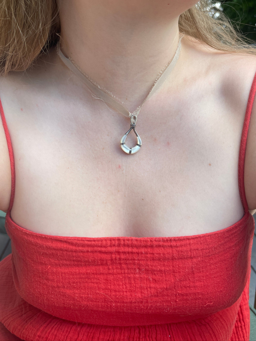Vintage Mother of Pearl Inlay Knot Pendant