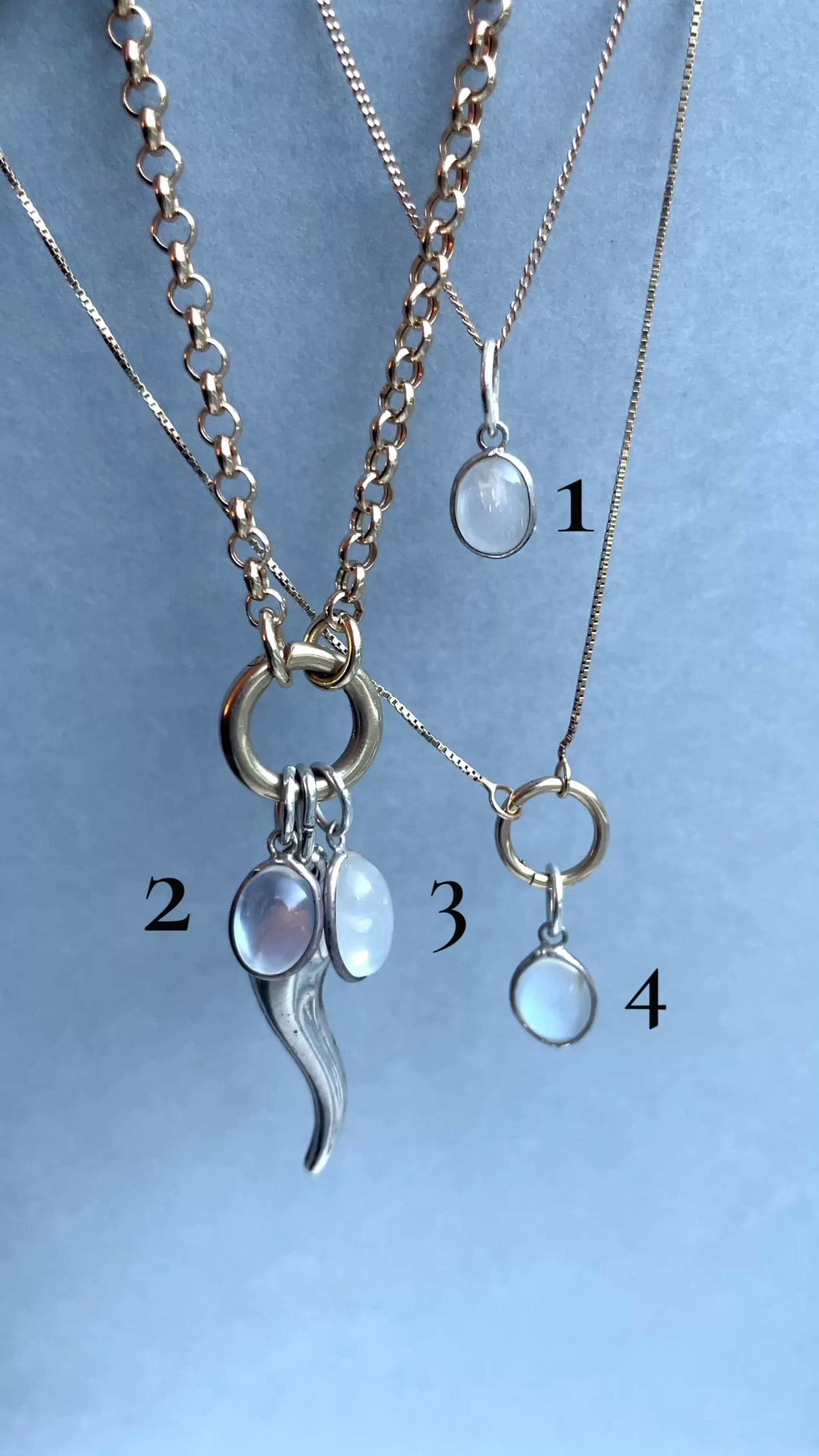 Mid-Century Moonstone & Sterling Silver Charm