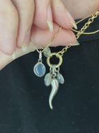 Mid-Century Moonstone & Sterling Silver Charm