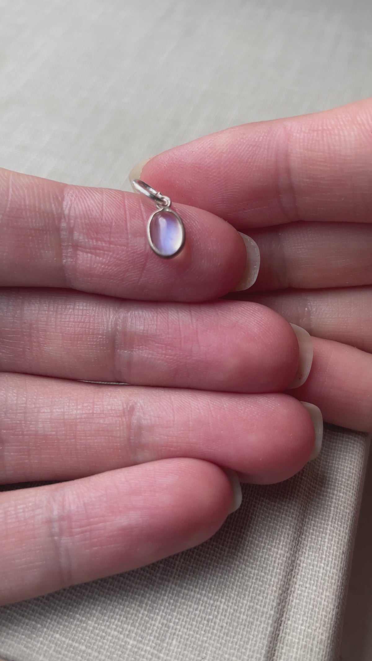 Mid-Century Moonstone & Sterling Silver Charm | Waning Gibbous