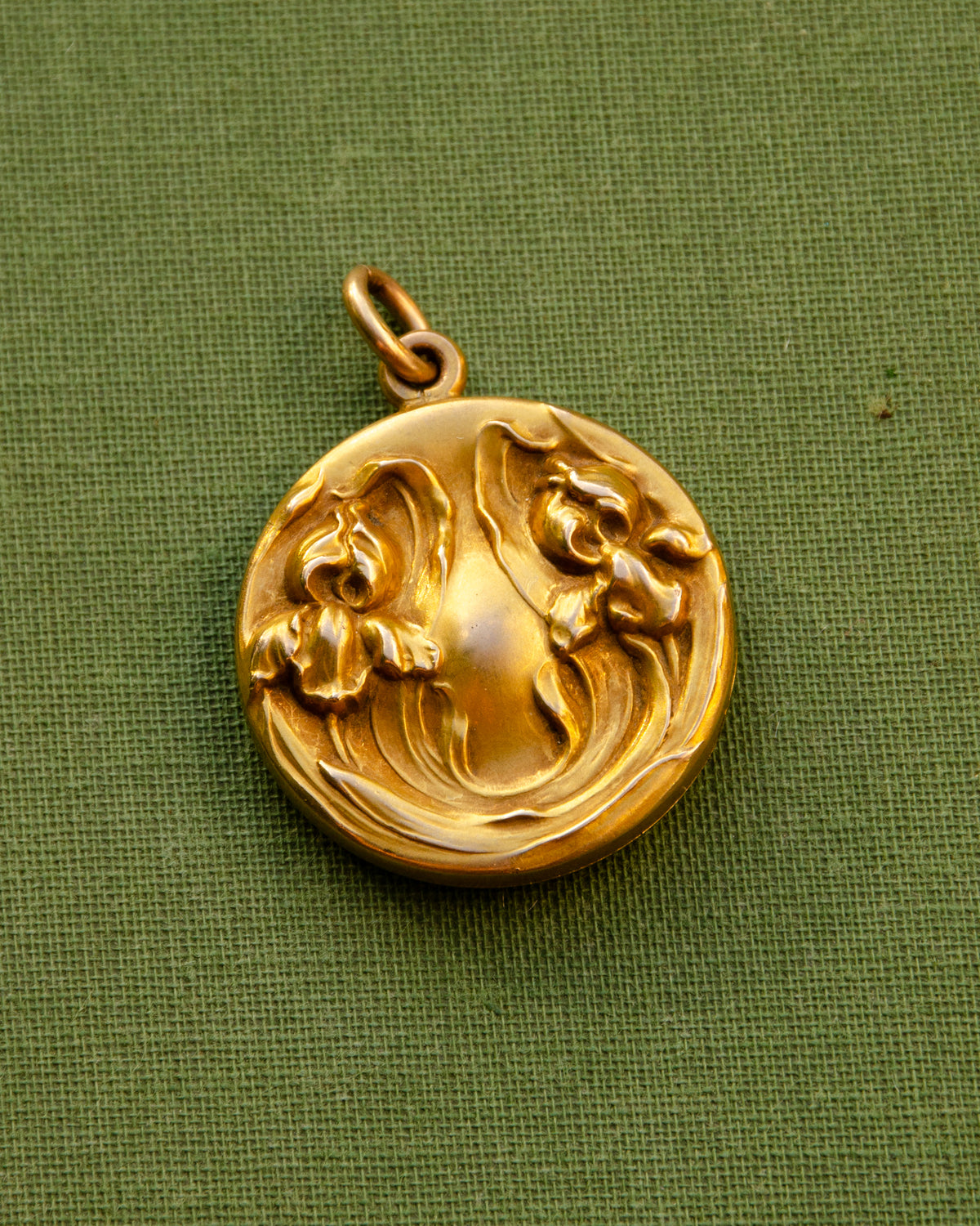 Art Nouveau Iris Repoussé Locket