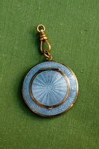 Art Deco Austrian Silver & Blue Guilloché Enamel Compact Pendant
