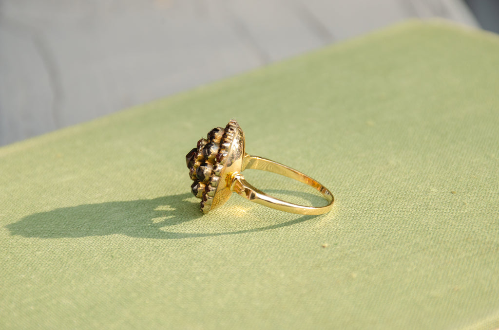 Victorian Bohemian Rose Cut Garnet Cluster Ring