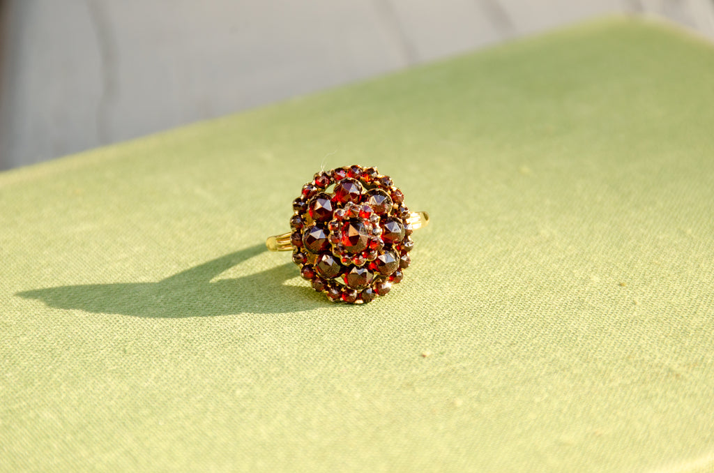 Victorian Bohemian Rose Cut Garnet Cluster Ring