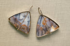 Vintage Trilateral Dendritic Agate Drop Earrings