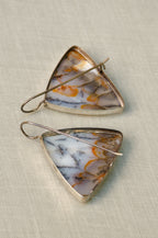 Vintage Trilateral Dendritic Agate Drop Earrings