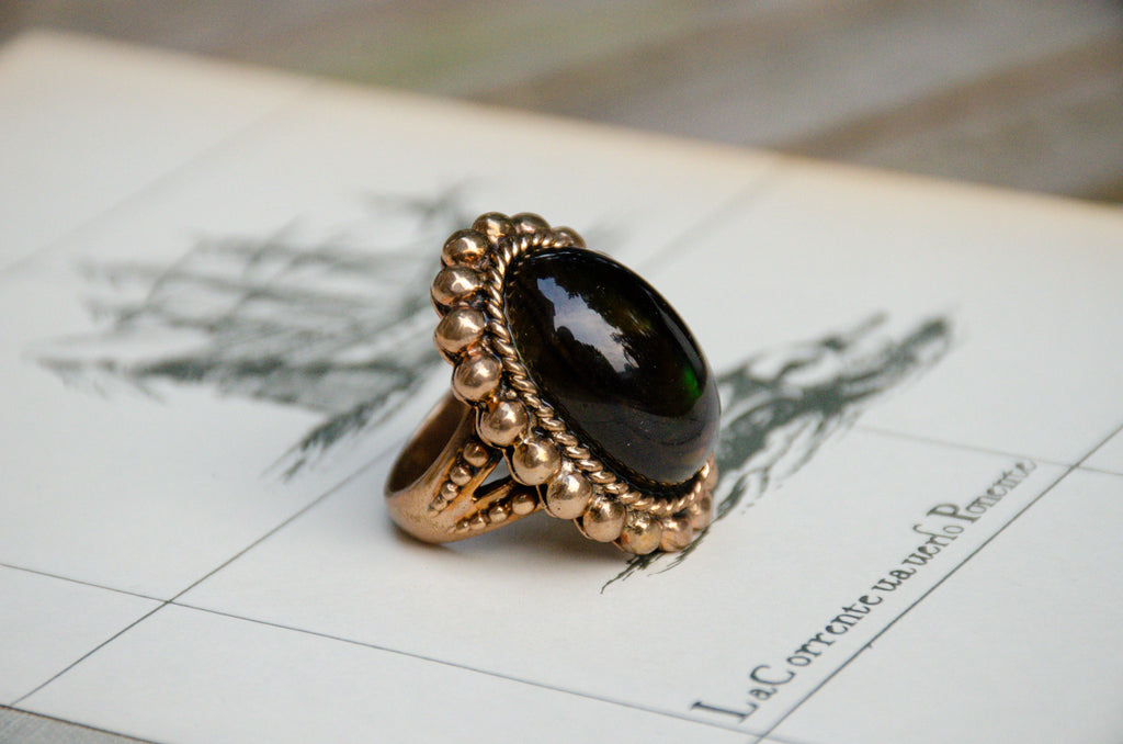 Vintage Stephen Dweck Abalone & Rock Crystal Doublet Ring