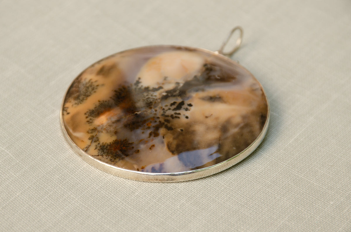 Vintage Dendritic Agate Disc Pendant