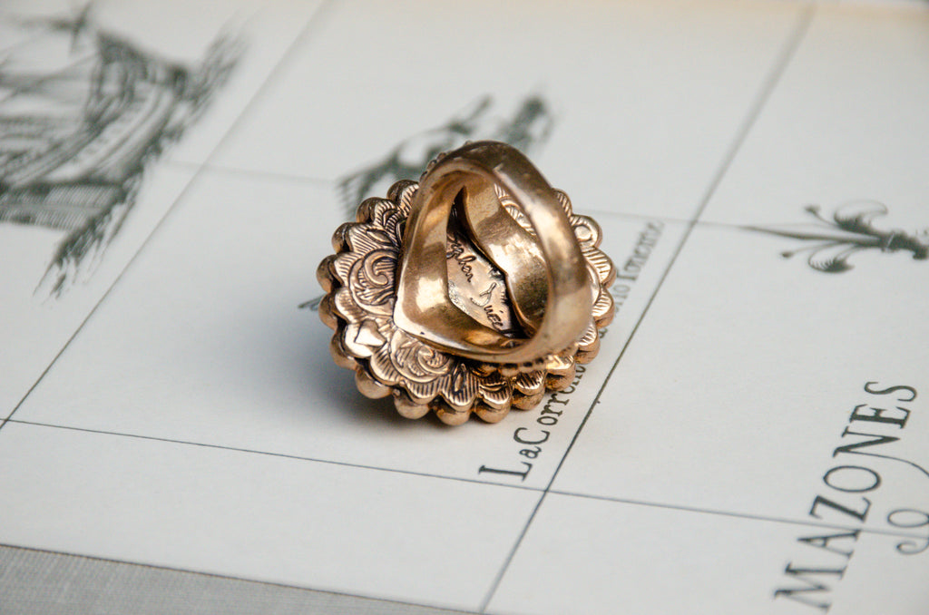Vintage Stephen Dweck Abalone & Rock Crystal Doublet Ring