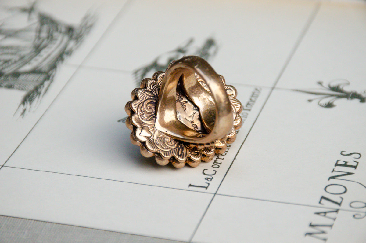 Vintage Stephen Dweck Abalone & Rock Crystal Doublet Ring