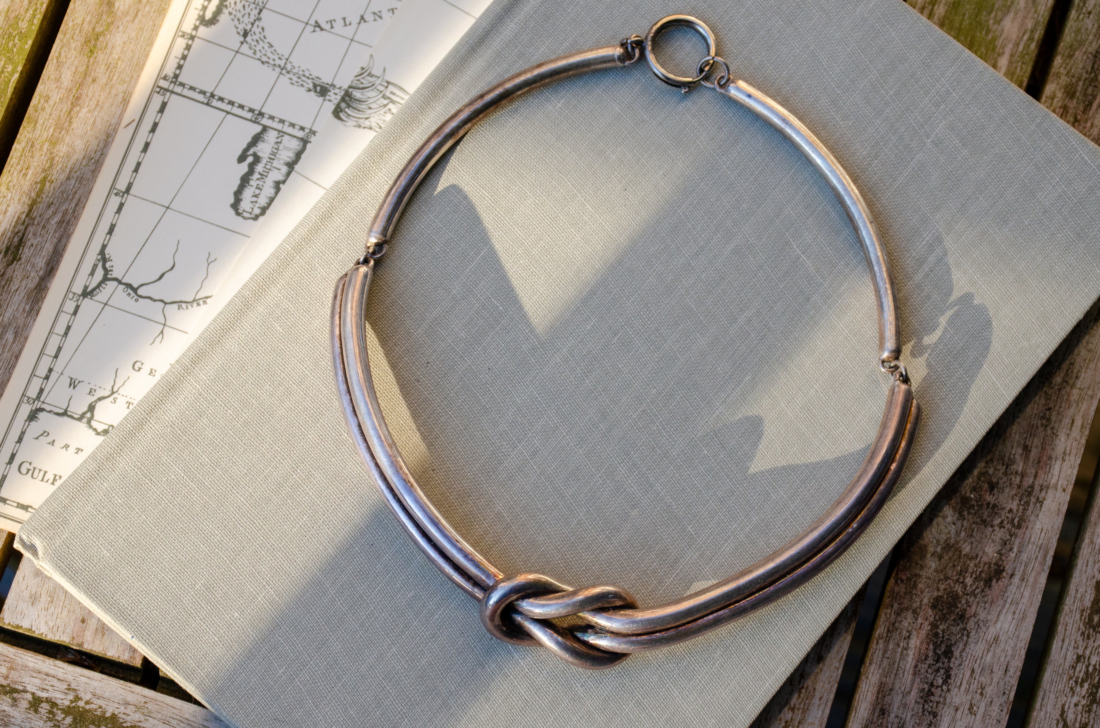 Signed Vintage Lover's Knot Sterling Silver Torque Choker