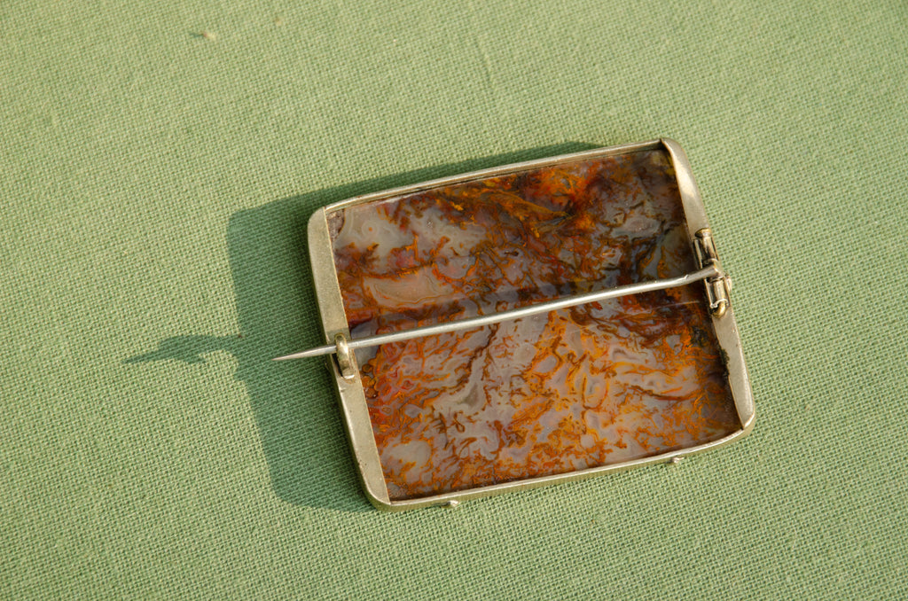 Victorian Moss Agate Collet Brooch
