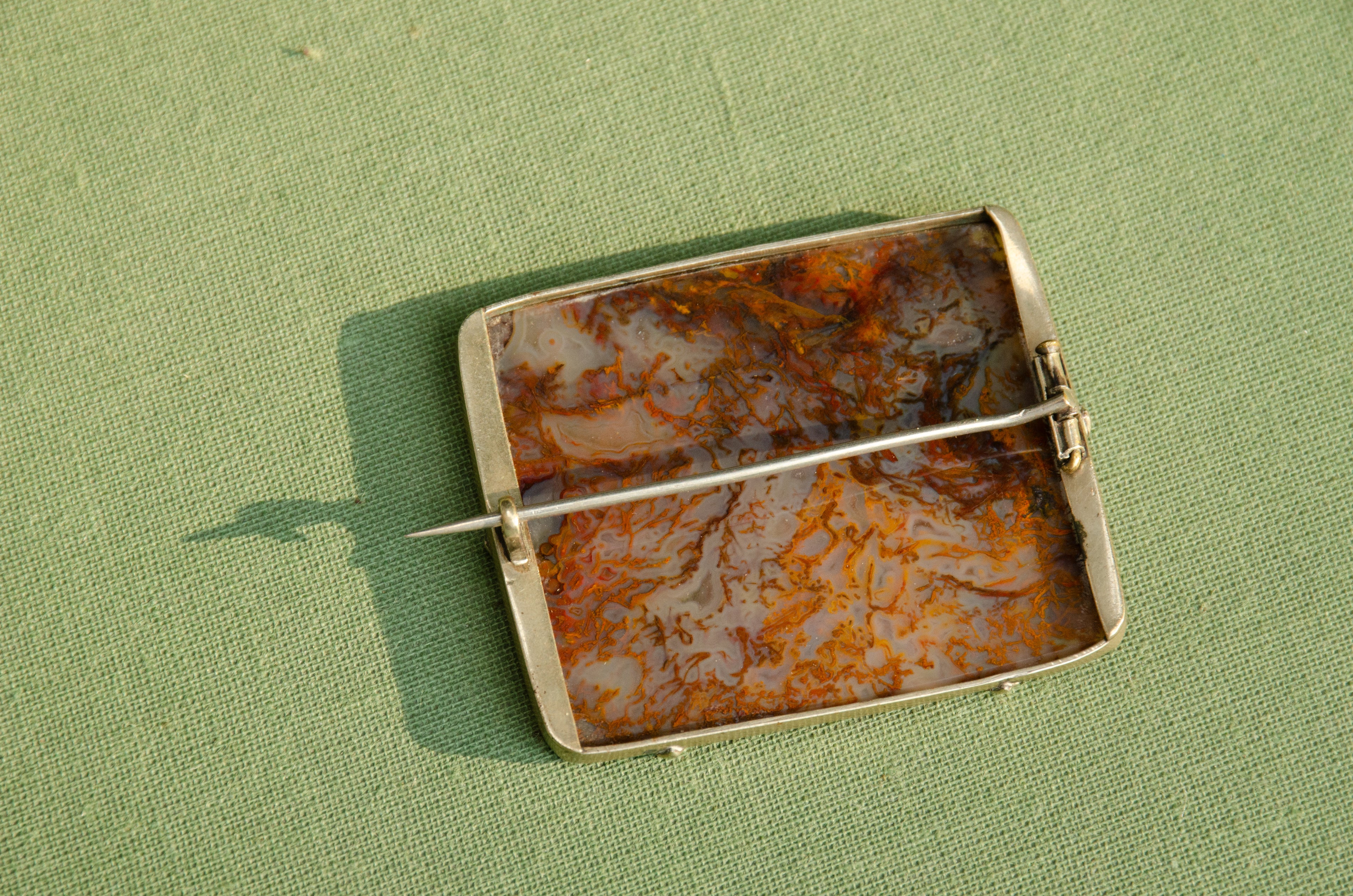 Victorian Moss Agate Collet Brooch