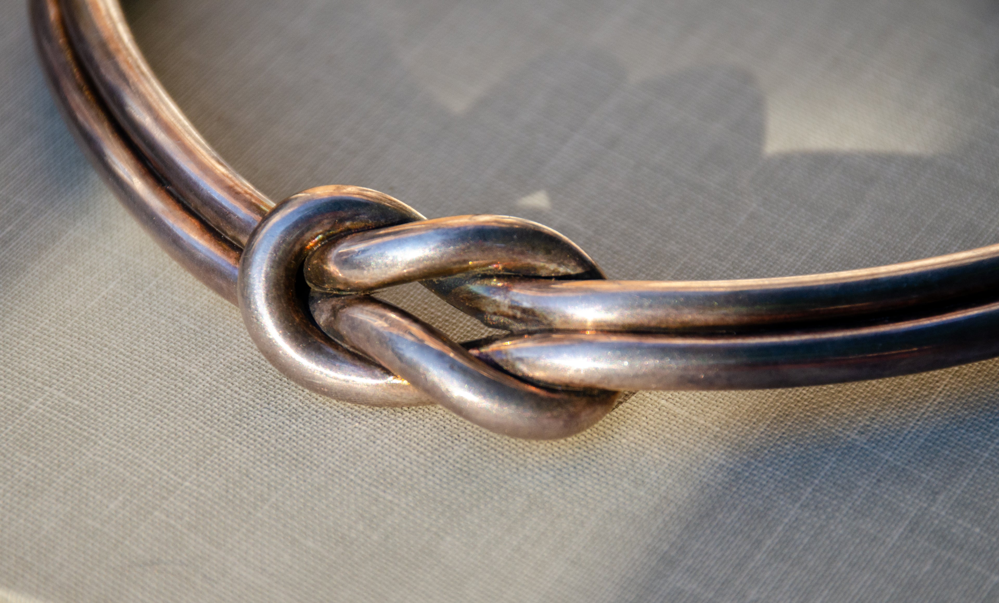 Signed Vintage Lover's Knot Sterling Silver Torque Choker