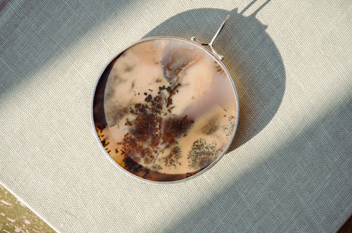 Vintage Dendritic Agate Disc Pendant