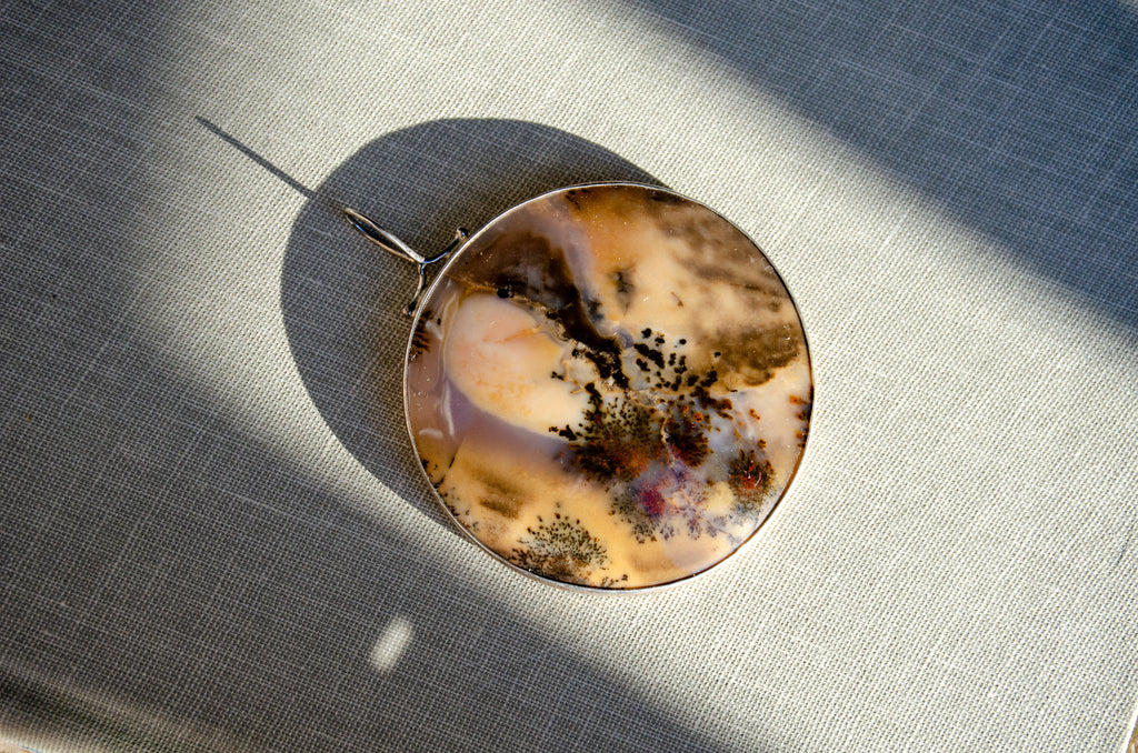 Vintage Dendritic Agate Disc Pendant