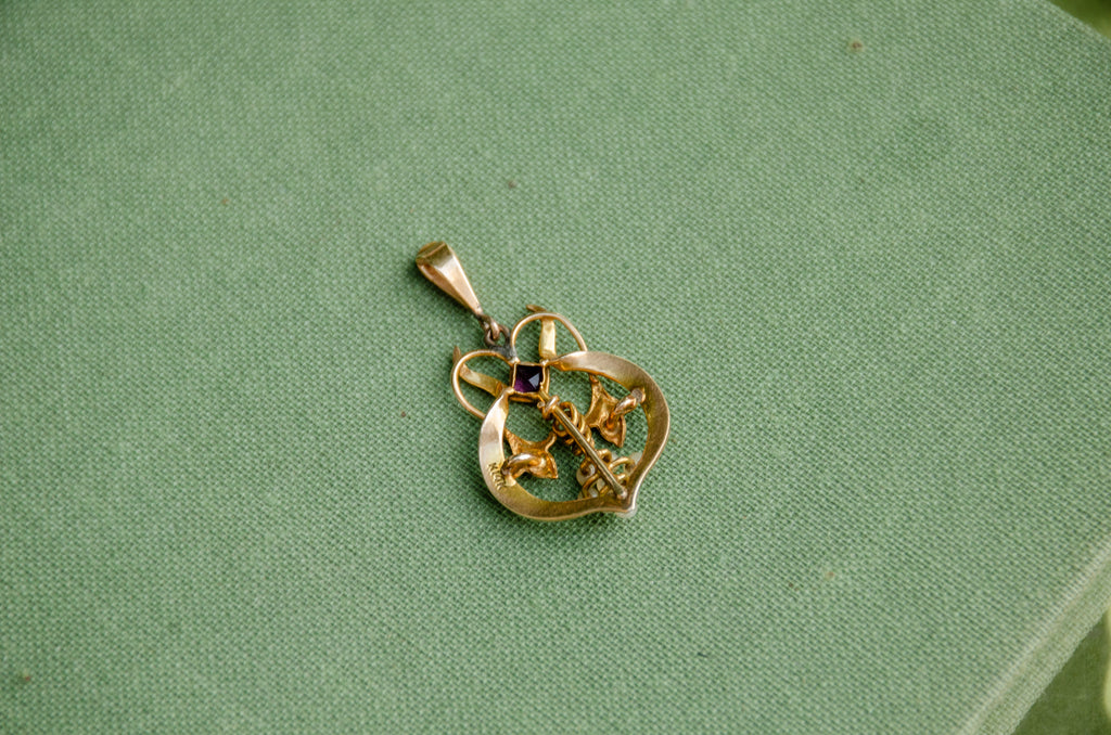 Art Nouveau Amethyst & Seed Pearl Lavalier Pendant