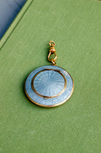 Art Deco Austrian Silver & Blue Guilloché Enamel Compact Pendant